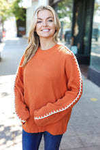 Load image into Gallery viewer, Fall Vibes Rust Rib Knit Large Stitch Oversized Sweater
