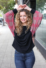 Load image into Gallery viewer, You Got This Burgundy Plaid Dolman Round Neck Top
