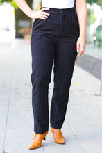 Load image into Gallery viewer, Going Your Way Black Corduroy High Rise Tapered Leg Pants
