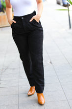 Load image into Gallery viewer, Going Your Way Black Corduroy High Rise Tapered Leg Pants
