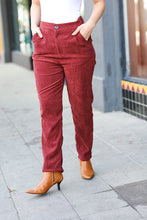 Load image into Gallery viewer, Going Your Way Burgundy Corduroy High Rise Tapered Pants
