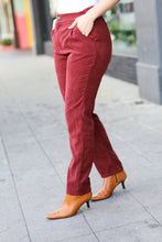 Load image into Gallery viewer, Going Your Way Burgundy Corduroy High Rise Tapered Pants
