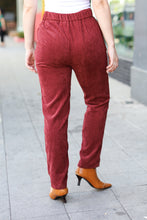 Load image into Gallery viewer, Going Your Way Burgundy Corduroy High Rise Tapered Pants
