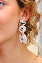 Load image into Gallery viewer, Snowman Beaded &amp; Rhinestone Dangle Earrings
