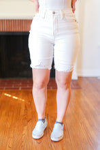 Load image into Gallery viewer, Judy Blue Ecru High Rise Distressed Bermuda Denim Shorts
