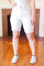 Load image into Gallery viewer, Judy Blue Ecru High Rise Distressed Bermuda Denim Shorts
