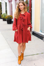 Load image into Gallery viewer, Feeling Femme Marsala Ribbon Bow Tie Babydoll Dress
