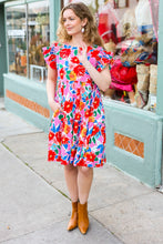 Load image into Gallery viewer, Love Found Pink Floral Smocked Ruffle Sleeve Tiered Dress
