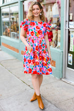 Load image into Gallery viewer, Love Found Pink Floral Smocked Ruffle Sleeve Tiered Dress
