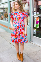 Load image into Gallery viewer, Love Found Pink Floral Smocked Ruffle Sleeve Tiered Dress
