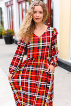 Load image into Gallery viewer, Adorable In Red Plaid Ruffle Detail Fit &amp; Flare Midi Dress
