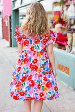 Load image into Gallery viewer, Love Found Pink Floral Smocked Ruffle Sleeve Tiered Dress
