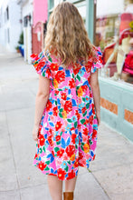 Load image into Gallery viewer, Love Found Pink Floral Smocked Ruffle Sleeve Tiered Dress
