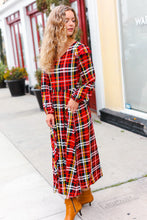 Load image into Gallery viewer, Adorable In Red Plaid Ruffle Detail Fit &amp; Flare Midi Dress
