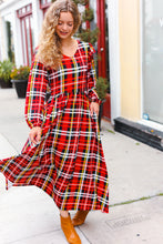 Load image into Gallery viewer, Adorable In Red Plaid Ruffle Detail Fit &amp; Flare Midi Dress
