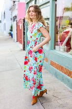 Load image into Gallery viewer, What A Vision Aqua Floral Fit &amp; Flare Maxi Dress
