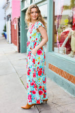 Load image into Gallery viewer, What A Vision Aqua Floral Fit &amp; Flare Maxi Dress
