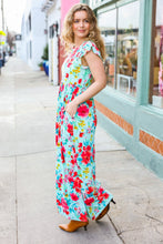 Load image into Gallery viewer, What A Vision Aqua Floral Fit &amp; Flare Maxi Dress
