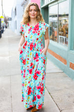 Load image into Gallery viewer, What A Vision Aqua Floral Fit &amp; Flare Maxi Dress
