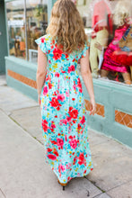 Load image into Gallery viewer, What A Vision Aqua Floral Fit &amp; Flare Maxi Dress
