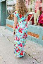 Load image into Gallery viewer, What A Vision Aqua Floral Fit &amp; Flare Maxi Dress
