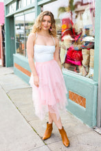 Load image into Gallery viewer, Feeling Femme&#39; Blush Asymmetric Tiered Tulle Midi Skirt
