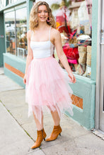 Load image into Gallery viewer, Feeling Femme&#39; Blush Asymmetric Tiered Tulle Midi Skirt
