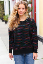 Load image into Gallery viewer, Spread Joy Black &amp; Multicolor Jacquard Knit Sweater
