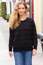 Load image into Gallery viewer, Spread Joy Black &amp; Multicolor Jacquard Knit Sweater
