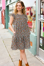 Load image into Gallery viewer, Feeling Bold Taupe Leopard Print Tiered Ruffle Sleeve Woven Dress
