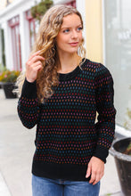 Load image into Gallery viewer, Spread Joy Black &amp; Multicolor Jacquard Knit Sweater
