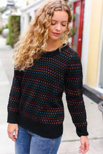 Load image into Gallery viewer, Spread Joy Black &amp; Multicolor Jacquard Knit Sweater
