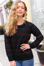 Load image into Gallery viewer, Spread Joy Black &amp; Multicolor Jacquard Knit Sweater
