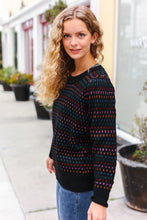 Load image into Gallery viewer, Spread Joy Black &amp; Multicolor Jacquard Knit Sweater
