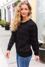 Load image into Gallery viewer, Spread Joy Black &amp; Multicolor Jacquard Knit Sweater
