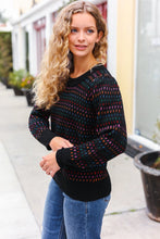 Load image into Gallery viewer, Spread Joy Black &amp; Multicolor Jacquard Knit Sweater
