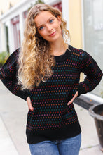 Load image into Gallery viewer, Spread Joy Black &amp; Multicolor Jacquard Knit Sweater
