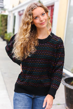 Load image into Gallery viewer, Spread Joy Black &amp; Multicolor Jacquard Knit Sweater
