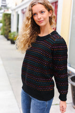 Load image into Gallery viewer, Spread Joy Black &amp; Multicolor Jacquard Knit Sweater
