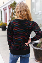 Load image into Gallery viewer, Spread Joy Black &amp; Multicolor Jacquard Knit Sweater
