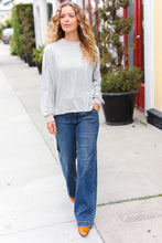 Load image into Gallery viewer, Spread Joy Grey &amp; Ivory Striped Oversized Top
