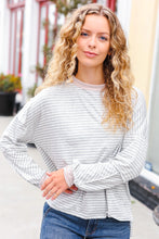 Load image into Gallery viewer, Spread Joy Grey &amp; Ivory Striped Oversized Top
