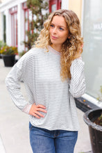 Load image into Gallery viewer, Spread Joy Grey &amp; Ivory Striped Oversized Top
