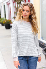 Load image into Gallery viewer, Spread Joy Grey &amp; Ivory Striped Oversized Top
