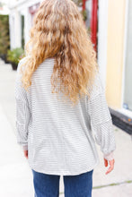 Load image into Gallery viewer, Spread Joy Grey &amp; Ivory Striped Oversized Top
