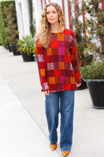 Load image into Gallery viewer, You Got This Burgundy Checker Plaid Print Hacci Knit Top
