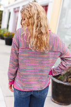 Load image into Gallery viewer, Bring Joy Magenta Multicolor Textured Waffle Knit Sweater
