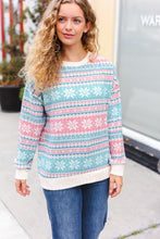 Load image into Gallery viewer, Snow White Nordic Fair Isle Print Cable Knit Hacci Sweater
