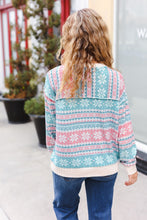 Load image into Gallery viewer, Snow White Nordic Fair Isle Print Cable Knit Hacci Sweater
