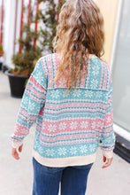 Load image into Gallery viewer, Snow White Nordic Fair Isle Print Cable Knit Hacci Sweater
